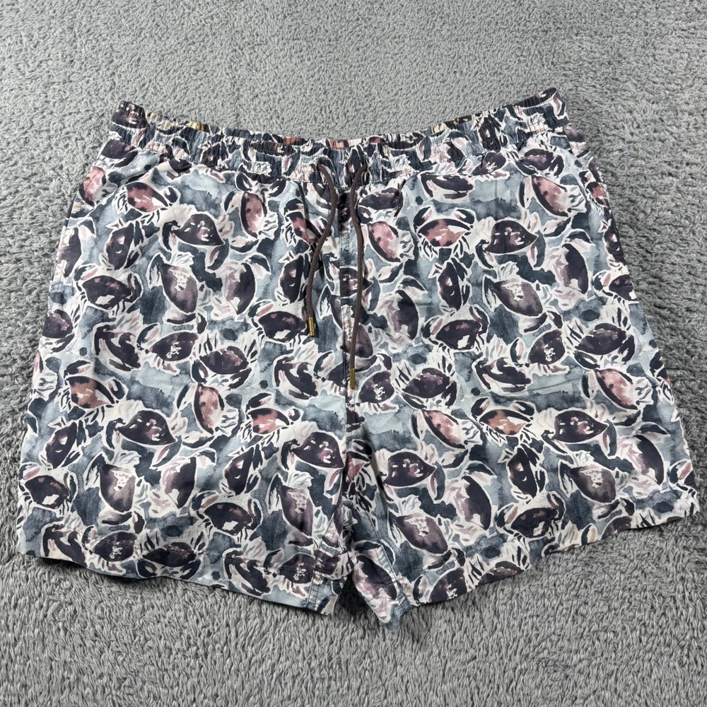 Billy Reid Swim Shorts Men Large Multi Floral Print Mesh Lined Drawstring Trunks